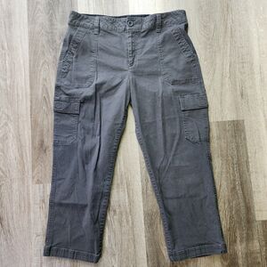 Eddie Bauer Women's Cargo Capri Pants Size 10 Mid Rise Medium Wash Gray
